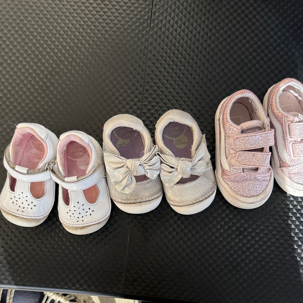 Stylish Kids Shoes Set - Pink, White, and Cream straight ride vans set